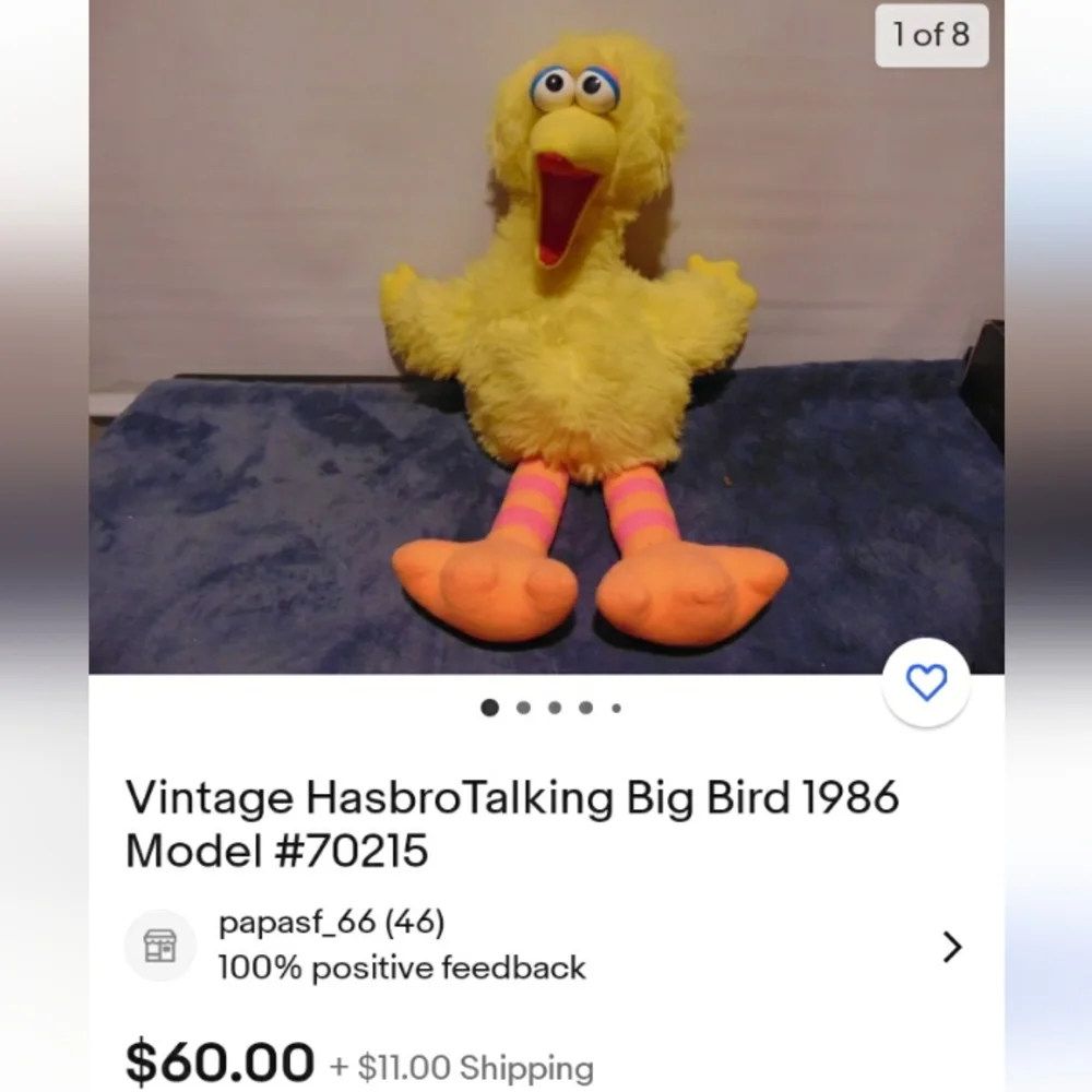 Vintage Talking Big Bird Playskool 1987 WORKS Sesame Street